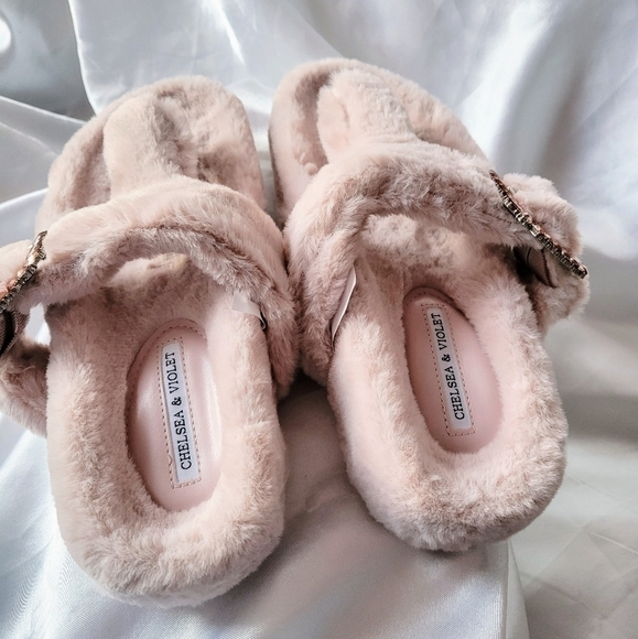 Chelsea & Violet Faux Fur Slipper Pink Size 9 - Picture 5 of 7